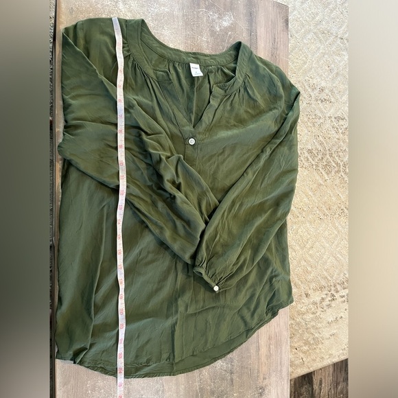 Old Navy Long Sleeve Green Blouse Medium - Picture 4 of 9